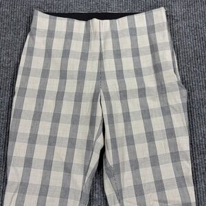 A New Day Plaid Ankle Pants Womens 8 Beige Black Side Zip Tapered Leg